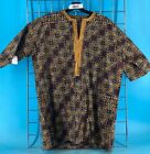 Dashiki African Kente Cloth Xl Brown Gold Embroidered Pockets Nwt