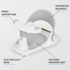 Baby Bath Seat Temperature Indicator Suction Cups Infant Tub Chair 6-24m Gray