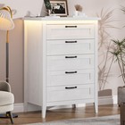 Premium 5-drawer Led Tall Wood Dresser With Ample Storage For Bedroom Chest
