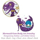 Mermaid Temporary Tattoos Body Art Body Jewelry Glitter Gems Face Back Leg Chest