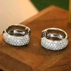 2ct Round Lab-created Diamond Women s Huggie Hoop Earrings 14k White Gold Plated