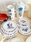 Vintage Toy Dish Lot Holly Hobbie Pepsi Plastic Tea Set Plates Cups Play Kitchen