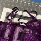 Vtg Fredericks Of Hollywood Babydoll camisole Top Size L Purple Lace Sheer Wire