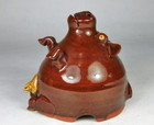 Rare David Cleverly Haytown Pottery Cow Pie Vent   Pie Bird     Signed   Stamped