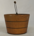Antique Primitive Treenware Miniature Wooden Bucket W  Bale Handle All Original