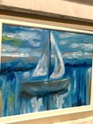 Wall Mirror With Original Oil Painting Of Sailboat    serenity Sailboat    Signed