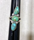 Vintage Navajo Turquoise Ring Sterling Silver 3 Stone Split Shank Size 9 5