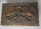 Gorgeous Antique Anglo-indian Persian Carved Hardwood Box W  Animals   C  1890