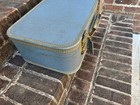 Lady Baltimore Blue Train Case Suitcase Mid Luggage Satin Interior 21    Vintage