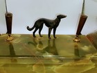 Antique Watermans Green Alabaster Art Deco Borzoi Russian Wolf Hound Pen Holder