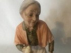 Vintage Figurine Little Old Lady Holding Bird Very Good