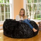 Comfy Sacks 4 Ft Memory Foam Bean Bag Chair  Black Furry