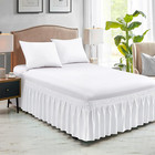 King Bed Skirt  Dust Ruffle For King Size Bed  Easy Fit With 15-inch Tailored Dr
