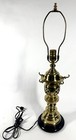 Vintage Asian Chinese Pagoda Style Pierced Brass Metal 25  Table Lamp No Shade