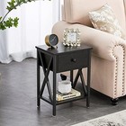  End Tables  Modern Nightstand With Drawer   Shelf  Night Stand For Bedroom 