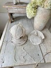 2 French Antique Bonnet Tulle White Lace Needlework Embroidered Embroidery Coif