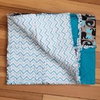 Handmade Soft Baby Rag Quilt  Blue Cotton Jungle Animal Tummy Time Throw 28 x35 