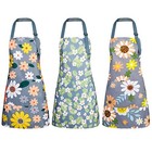 Boumusoe 3 Pack Floral Aprons With Pocket  Blooming Womens Flower Style 1