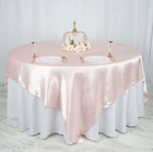 Lot Of 3 Blush Pink Satin Wedding Prom Party 90x90  Square Table Overlays New 
