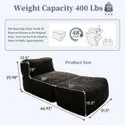 Large Memory Foam Bean Bag Chair For Adults     Big Lounger Sofa Seat For Black