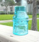 Nice Amber Swirled Light Aqua Cd 130 Cal Elec Works Glass Insulator