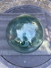 Vintage Japanese Large Glass Fishing Float Buoy Ball Green Object 8 Inch Signed