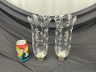 Pair Antique Vtg Etched Glass Crystal Candle Hurricane Chimneys Shades 1 5 8 fit