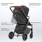 Luxury Baby Stroller With Large Canopy  One-hand Fold  Lie-flat Mode  black 