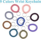 9 Pcs Wristlet Keychain Flexible Spiral Coil Wrist Band Bracelet Key Holder