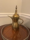 14  Arabic Brass Dallah Coffee Pot Bedouin Saudi Middle Eastern Maker Mark Vtg