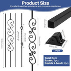12 Pack Wrought Iron Balusters For Stairs - Mixed 3 Styles 1 2  Matte Black
