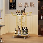 3-tier Rolling Bar Cart With Wine Glass Rack  Mobile Drink Cart For Parties  Whi