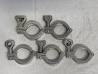  lot Of 5  Used Laboratory Stainless Steel 1-1 2    Hinged Sanitary Tri-clamps