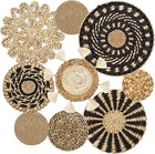 Set Of 9 Boho Wall Basket Decor Wicker Woven Wall Basket Decoration