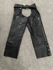 Vtg Giovanni Genuine Leather Black Motorcycle Riding Chaps Size Xl Adjustable 