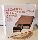 Vintage Video Cassette Vhs beta Nib Nos Storage Cabinet 24 Tapes Faux Wood 1980s