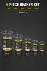 5-piece Borosilicate Glass Beaker Set   5ml  10ml  25ml  50ml   100ml Lab Beaker
