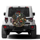  Spare Tire Cover Dust-proof Wheel 17 for Diameter 31 -33  Black Boho Floral