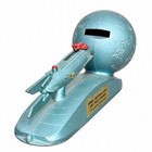 Vintage Strato Bank Rocket Moon Space Age Mechanical Coin Bank Gimbel Brothers