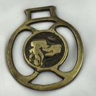 Brass Horse Medallion Antique English Retriever Spaniel Pup Dog Hunt Head Parade