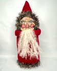 Primitive Santa Claus Doll Stitch-sculpted Fabric Face Handmade  15 5  Tall