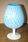 Vintage Empoli  Blue And White Quilted Glass Brandy Snifter Vase - 11  Tall