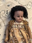 Rare 7    Antique German Bisque Doll Brown Sleep Eyes Orig Dress Marked 4