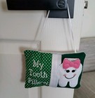 Handmade  Tooth Fairy Pillow- Polka Dot Cotton Green White Trim 