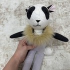 Anthropologie Panda Plush Doll Stuffed Animal Faux Fur Collar 18  Soft Toy Gift
