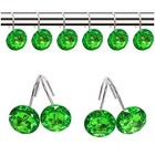 12 Pcs Bling Rhinestones Shower Curtain Hooks Bathroom Rolling Hooks  green 