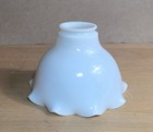 3 Matching Ruffle Shades White Milk Glass 2-1 4  Fitter - Antique C 1900