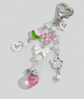 Cute Pink Strawberry   Flower Beaded Bag Charm   Keychain
