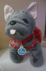 Build-a-bear Promise Pets french Bulldog gray W red   White Pok-a-dot Dress Exc
