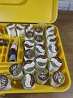 Vintage Yellow Wil-hold Plastic Sewing Box Thread Case   White Spools  2 